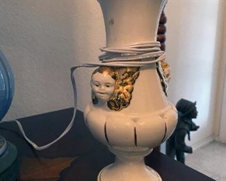 Mid-century Cherub Lamp with Gold Accents