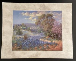 Print of Bluebonnet Landscape Painting