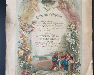Antique Certificate of Baptism