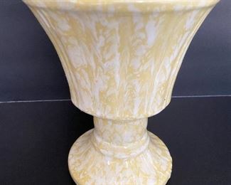 Mid Century Modern Marbleized Yellow Urn