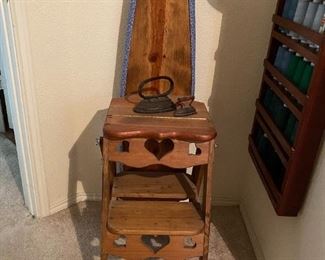 Folk Style Ironing Board Stool