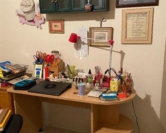 Compact Office Desk and Supplies
