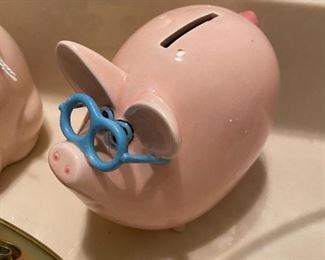 Cute Piggy Bank with Glasses