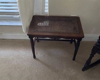 Vintage bench w/caned seat