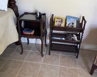 Antique 3-tiered shelf & nightstand