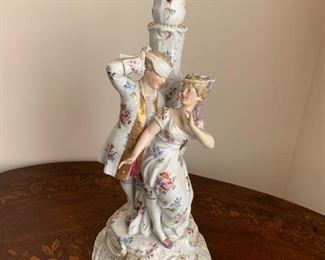 Candlestick - blindfolded man w/woman Dresden