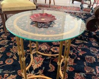Vintage glass top round table