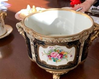 Footed green flowered bowl - Nippon