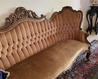 Victorian sofa - brown velvet
