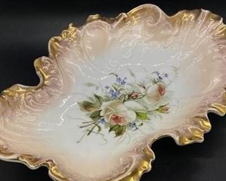 Antique Vintage C. Tielsch Co Germany Porcelain Large Scalloped Freeform Serving Dish