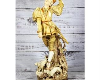 Antique Vintage EW Turn Wien Ceramic Porcelain Figurine Statue Man with Dogs