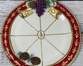 Christmas Holiday Themed Plate Platter Grapes Pine Cones