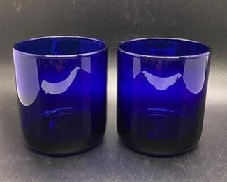 Cobalt Blue Libbey Rocks Glass Tumbler Drink Glass