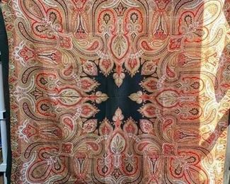 Large Antique Vintage Paisley Kashmir Shawl Wrap Wall Hanging Table Cloth
