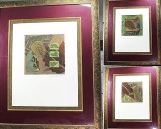Lot of 3 Framed Home Decor Art Prints of Fall Leaves