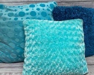 Lot of Blue Groovy Fuzzy Home Decor Pillows