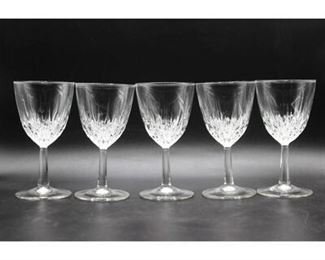 Lot of Etched Crystal Glass Hexagonal Stem Wine Goblet Drinking Glasses