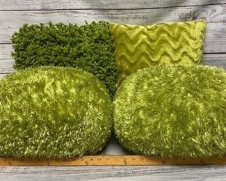 Lot of Green Fuzzy Furry Soft Pillows