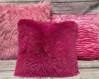 Lot of Pink Furry Fuzzy Pillows