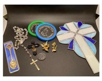 Lot of Religious Home Decor, Trinkets, Pins, Church Souvenirs More