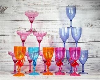 Mixed Lot of Colorful Plastic Drink Glasses Barware Pool Party BBQ