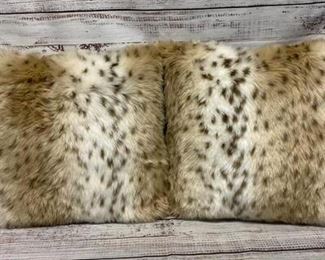 Pair of Faux Cheetah Print Furry Fuzzy Pillows