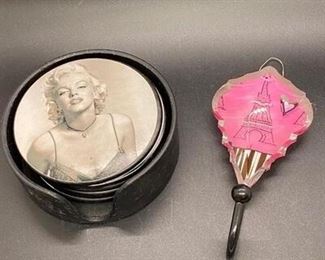 Set of Marilyn Monroe Drink Coasters and Wall Hanger