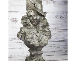 Vintage Large Metal Bronze Bust of an Eloquent Victorian Woman