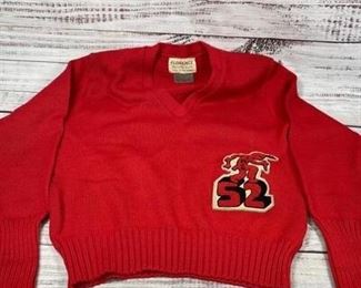 Vintage Red Class of 1952 IHS Sweater High School Varsity Letterman Cheerleader