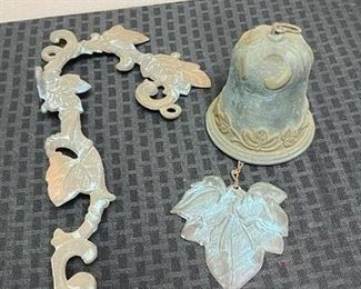 Weathered Brass Bell with Hanging Bracket