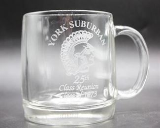 York Suburban HS Pennsylvania Class of 1973 25th Reunion Commemorative Glass Mug Cup