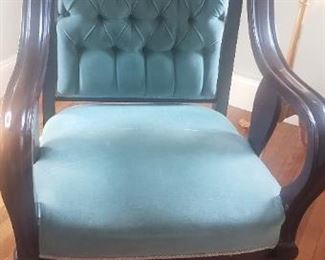 Antique Wood and Upholstered Chair