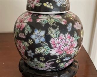 Small Chinoiserie lidded ginger jar on base - 2 available. Each measures about 5" H. Photo 1 of 2. 