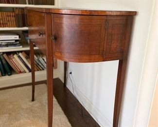 Antique bow-front sideboard/server with leather drop-top. Measures 40" W x 19" D x 38" H. Photo 4 of 5. 