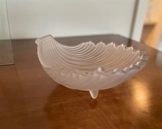 Lalique-style frosted glass shell bowl.  Photo 1 of 2. 