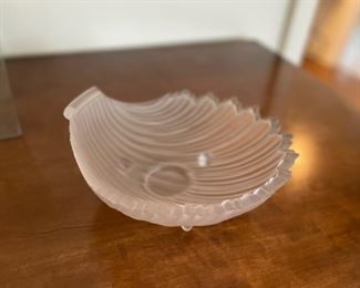 Lalique-style frosted glass shell bowl.  Photo 2 of 2. 