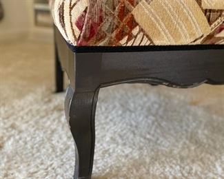 Pair of velvet upholstered slipper chairs with ebony frames. Each measures 24" W x 24" D x 32" H. Photo 2 of 3. 