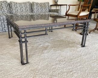 Metal and granite cocktail table. Measures 42" x 42" x 18" H. Photo 1 of 3. 