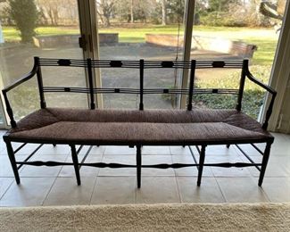 Antique hand-painted cane-seat bench. Measures 72" W x 22" D x 16" H. Photo 1 of 8. 