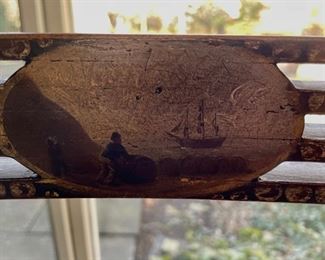 Antique hand-painted cane-seat bench. Measures 72" W x 22" D x 16" H. Photo 6 of 8. 