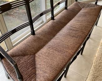 Antique hand-painted cane-seat bench. Measures 72" W x 22" D x 16" H. Photo 2 of 8. 