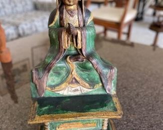 Carved wood statue of praying woman. Measures 15" H. Photo 1 of 3. 