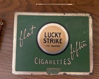 Vintage Lucky Strike cigarette metal box. 