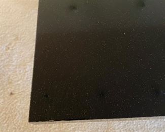 Vintage Roche-Bobois style ebony pedestal dining room table. Measures 80" - 96" L with one extension.   44" W x 29" H with 27" clearance.  Photo 2 of 4. 