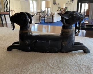 Egyptian double-headed carved wood goat. Photo 1 of 4. 