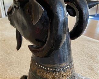 Egyptian double-headed carved wood goat. Photo 3 of 4. 