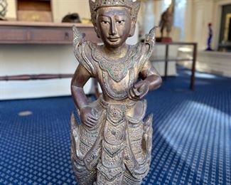 Thai gilt carved wood Buddha figurine. Photo 1 of 4. 