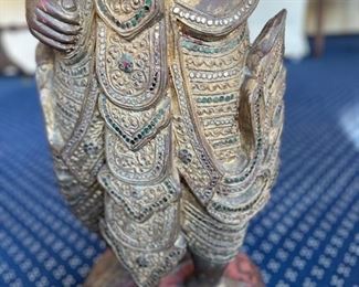 Thai gilt carved wood Buddha figurine. Photo 3 of 4. 