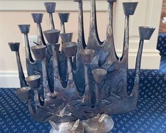 Tin candelabras. 