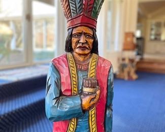 Hand-carved cigar store Native American Indian statue. Measures 36" H x 7" D.  Photo 4 of 4. 